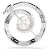 Broche de serpiente con perla de cristal, cortes mixtos, Año de la Serpiente, blanco, chapado en rodio Broche de serpiente con perla de cristal, cortes mixtos, Año de la Serpiente, blanco, chapado en rodio