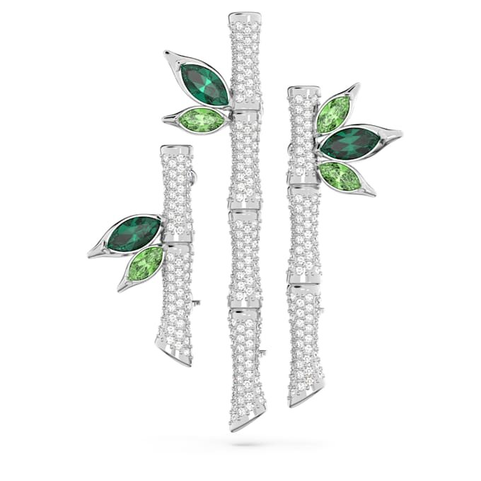 Broche Dellium Bambú, verde, chapado en rodio Broche Dellium Bambú, verde, chapado en rodio
