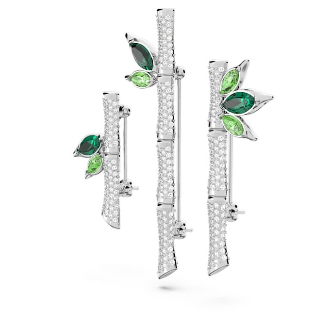Broche Dellium Bambú, verde, chapado en rodio Broche Dellium Bambú, verde, chapado en rodio