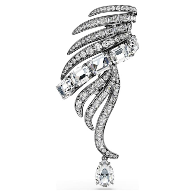 Broche «Feather» de la colección Vienna, blanco, chapado en rutenio Broche «Feather» de la colección Vienna, blanco, chapado en rutenio