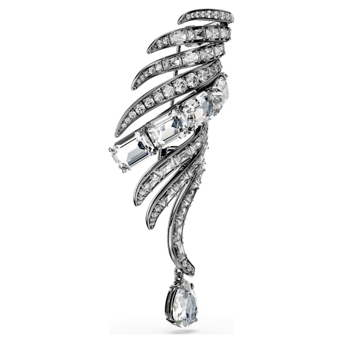 Broche «Feather» de la colección Vienna, blanco, chapado en rutenio Broche «Feather» de la colección Vienna, blanco, chapado en rutenio