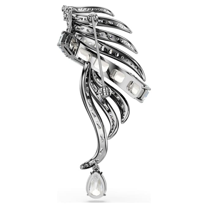 Broche «Feather» de la colección Vienna, blanco, chapado en rutenio Broche «Feather» de la colección Vienna, blanco, chapado en rutenio