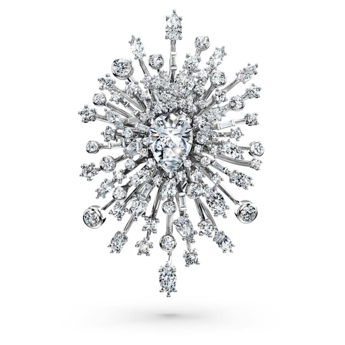 Broche Galaxy con diamantes cultivados en laboratorio, 15.71 Ct Tw, formas mixtas, oro blanco de 18K Broche Galaxy con diamantes cultivados en laboratorio, 15.71 Ct Tw, formas mixtas, oro blanco de 18K