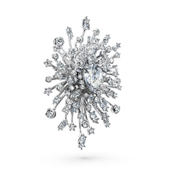 Broche Galaxy con diamantes cultivados en laboratorio, 15.71 Ct Tw, formas mixtas, oro blanco de 18K Broche Galaxy con diamantes cultivados en laboratorio, 15.71 Ct Tw, formas mixtas, oro blanco de 18K