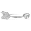 Broche Idyllia con cortes mixtos, forma de flecha, blanco, chapado en rodio Broche Idyllia con cortes mixtos, forma de flecha, blanco, chapado en rodio