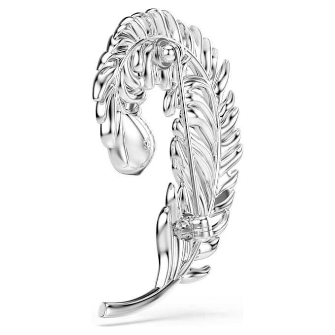Broche Idyllia con cortes mixtos, forma de pluma, chapado en rodio Broche Idyllia con cortes mixtos, forma de pluma, chapado en rodio
