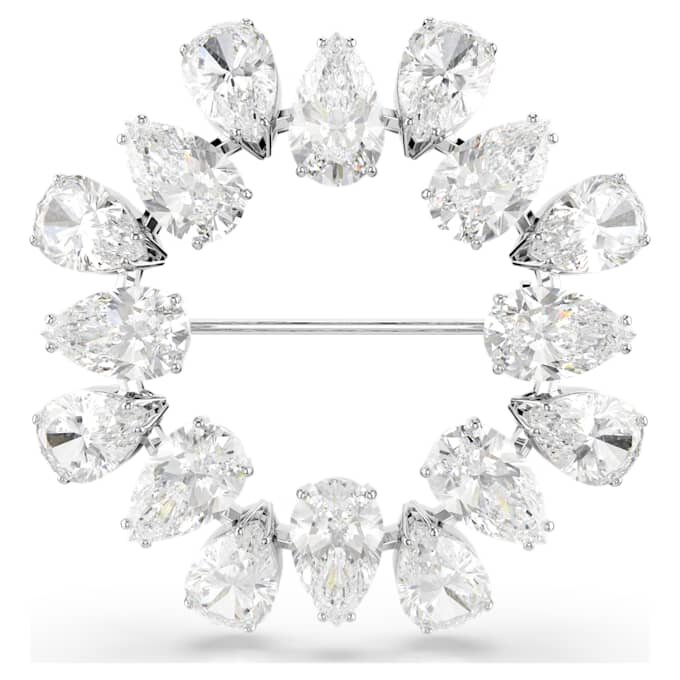Broche Matrix con corte de pera, blanco, chapado en rodio Broche Matrix con corte de pera, blanco, chapado en rodio