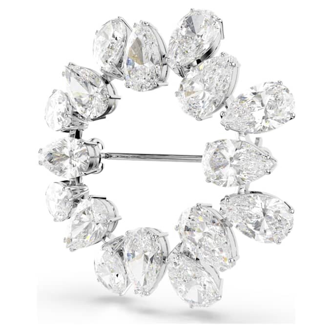 Broche Matrix con corte de pera, blanco, chapado en rodio Broche Matrix con corte de pera, blanco, chapado en rodio