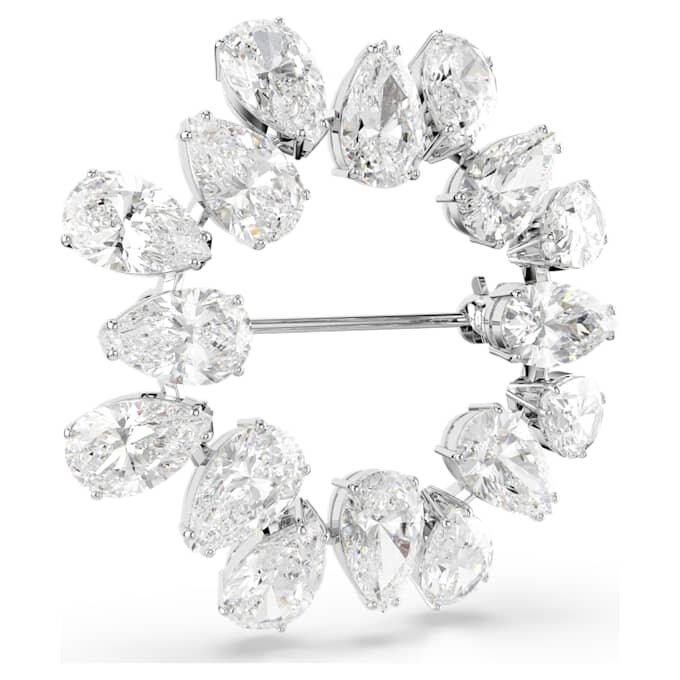 Broche Matrix con corte de pera, blanco, chapado en rodio Broche Matrix con corte de pera, blanco, chapado en rodio
