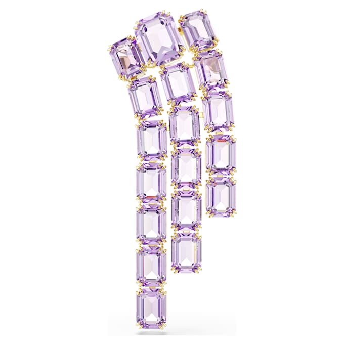 Broche Millenia con corte octogonal, morado, chapado en tono dorado Broche Millenia con corte octogonal, morado, chapado en tono dorado