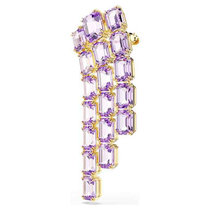 Broche Millenia con corte octogonal, morado, chapado en tono dorado Broche Millenia con corte octogonal, morado, chapado en tono dorado