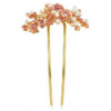 Broche para el cabello Gema con perla de cristal, cortes variados, flor, rosa, chapado en tono dorado