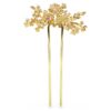 Broche para el cabello Gema con perla de cristal, cortes variados, flor, rosa, chapado en tono dorado