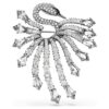 Broche «Swan» de la colección Vienna, blanco, chapado en rutenio Broche «Swan» de la colección Vienna, blanco, chapado en rutenio