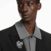 Broche «Swan» de la colección Vienna, blanco, chapado en rutenio Broche «Swan» de la colección Vienna, blanco, chapado en rutenio
