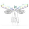 Broche y accesorio para el cabello de Ariana Grande x Swarovski: perla de cristal, cortes mixtos, libélula, blanco, chapado en rodio