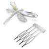 Broche y accesorio para el cabello de Ariana Grande x Swarovski: perla de cristal, cortes mixtos, libélula, blanco, chapado en rodio