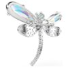 Broche y accesorio para el cabello de Ariana Grande x Swarovski: perla de cristal, cortes mixtos, libélula, blanco, chapado en rodio