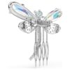 Broche y accesorio para el cabello de Ariana Grande x Swarovski: perla de cristal, cortes mixtos, libélula, blanco, chapado en rodio