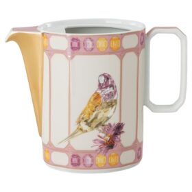 Cafetera Idyllia de porcelana, motivo de cristal, pájaro, multicolor