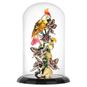 Campana de cristal «Idyllia: Aves y mariposas»