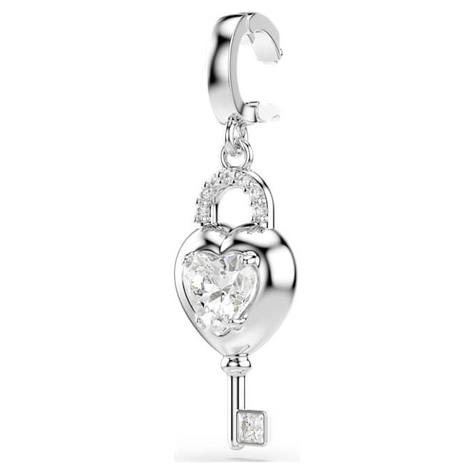 Charm Idyllia de cortes mixtos, corazón con llave, blanco, chapado en rodio Charm Idyllia de cortes mixtos, corazón con llave, blanco, chapado en rodio