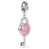 Charm Idyllia de cortes mixtos, corazón con llave, blanco, chapado en rodio Charm Idyllia de cortes mixtos, corazón con llave, blanco, chapado en rodio