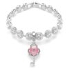 Charm Idyllia de cortes mixtos, corazón con llave, blanco, chapado en rodio Charm Idyllia de cortes mixtos, corazón con llave, blanco, chapado en rodio