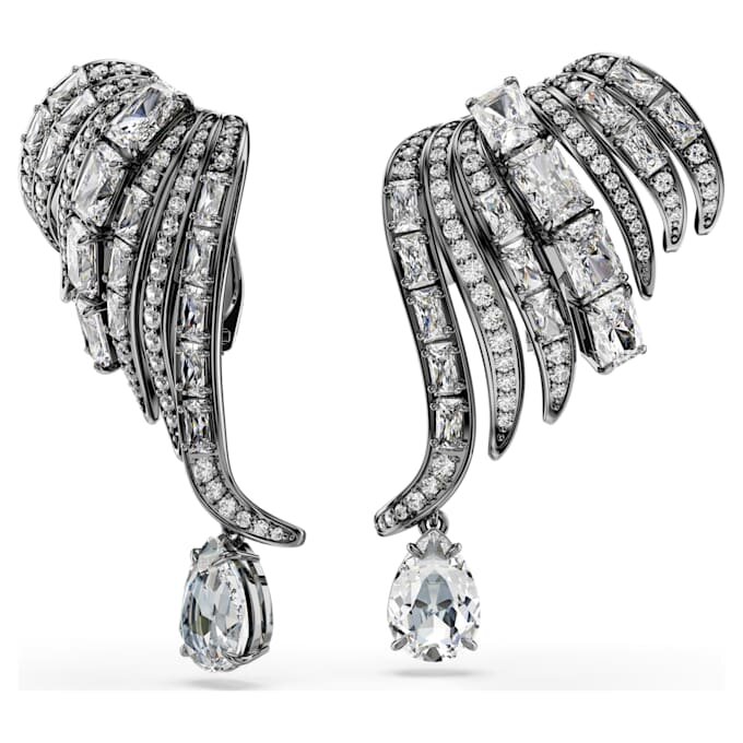 Colección Vienna: Ear Cuffs Feather, blanco, chapado en rutenio Colección Vienna: Ear Cuffs Feather, blanco, chapado en rutenio