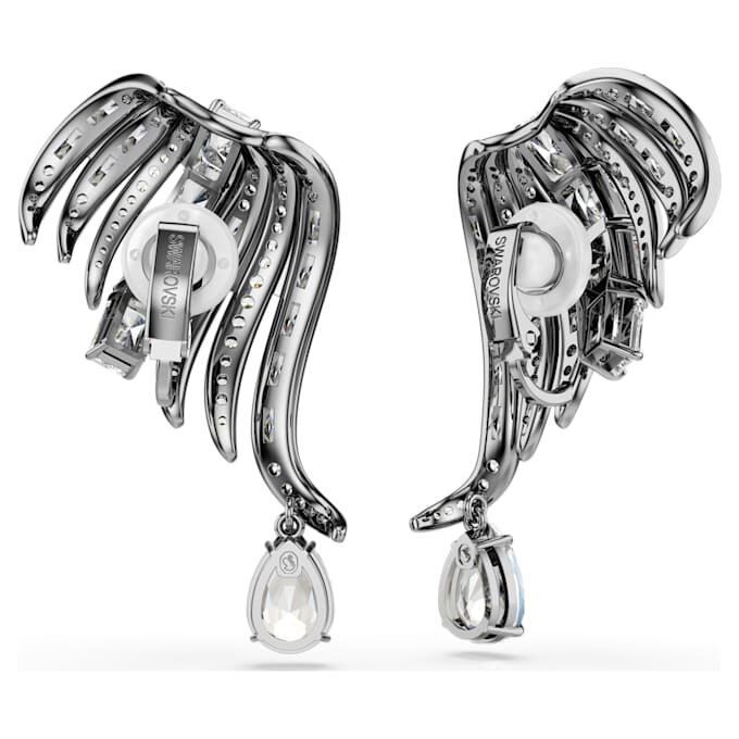 Colección Vienna: Ear Cuffs Feather, blanco, chapado en rutenio Colección Vienna: Ear Cuffs Feather, blanco, chapado en rutenio