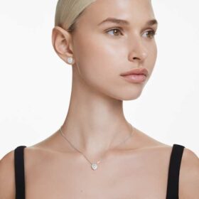 Colgante Ariana Grande x Swarovski con cortes mixtos, corazón, blanco, chapado en rodio