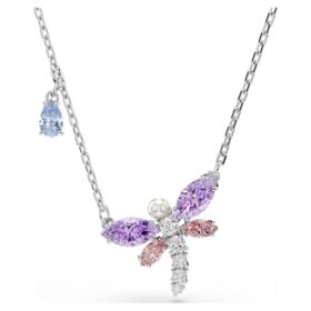 Colgante Ariana Grande X Swarovski con cortes mixtos, libélula, multicolor, chapado en rodio