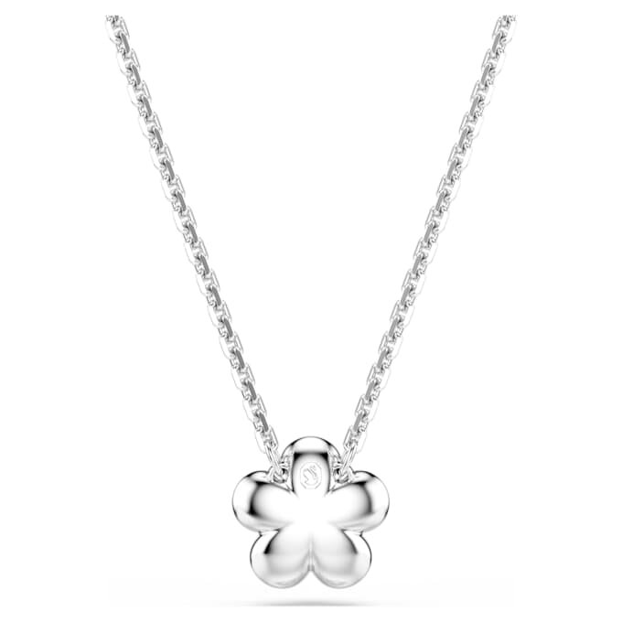 Colgante Ariana Grande x Swarovski con perla de cristal, corte redondo, flor, blanco, chapado en rodio Colgante Ariana Grande x Swarovski con perla de cristal, corte redondo, flor, blanco, chapado en rodio