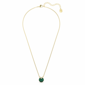 Colgante Bella V de corte redondo, verde, chapado en tono dorado