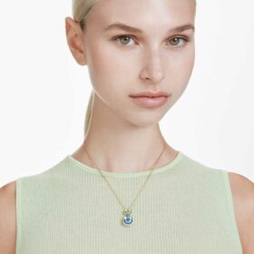 Colgante Chroma con corte cojín, multicolor, chapado en tono dorado