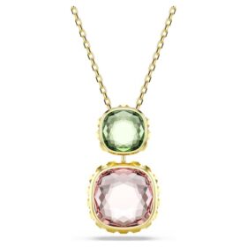 Colgante Chroma con corte cojín, multicolor, chapado en tono dorado