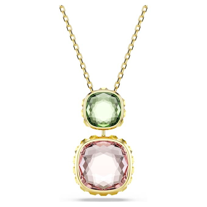 Colgante Chroma con corte cojín, multicolor, chapado en tono dorado Colgante Chroma con corte cojín, multicolor, chapado en tono dorado