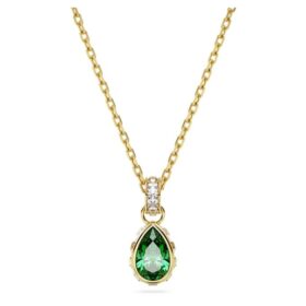 Colgante Chroma con corte de pera, verde, chapado en tono dorado