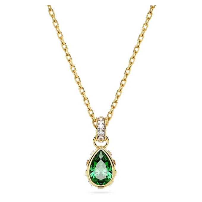 Colgante Chroma con corte de pera, verde, chapado en tono dorado Colgante Chroma con corte de pera, verde, chapado en tono dorado