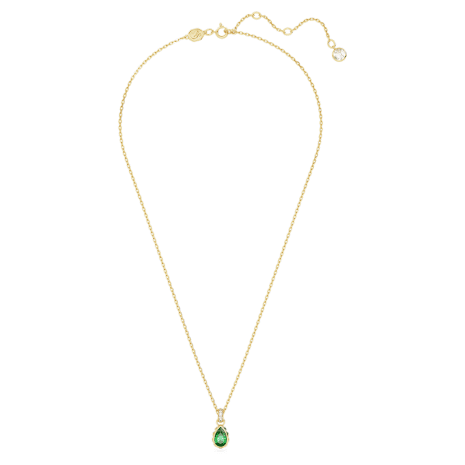 Colgante Chroma con corte de pera, verde, chapado en tono dorado Colgante Chroma con corte de pera, verde, chapado en tono dorado
