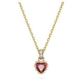 Colgante Chroma en forma de corazón, rojo, chapado en tono dorado