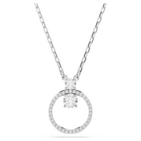 Colgante Constella con pavé, corte redondo, blanco, chapado en rodio