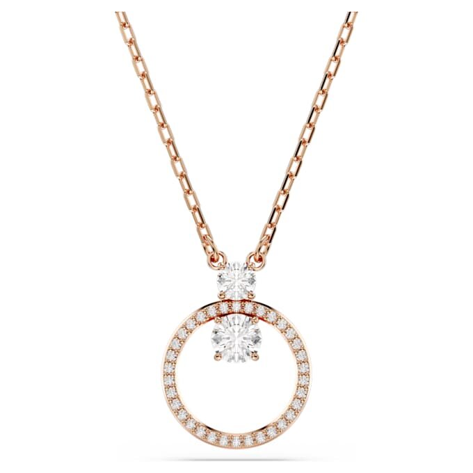 Colgante Constella con pavé, corte redondo, blanco, chapado en tono oro rosa Colgante Constella con pavé, corte redondo, blanco, chapado en tono oro rosa