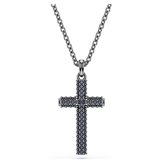 Colgante cruz Insigne, gris, chapado en rutenio Colgante cruz Insigne, gris, chapado en rutenio