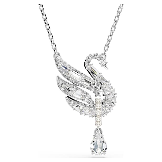 Colgante de cisne, blanco, chapado en rodio Colgante de cisne, blanco, chapado en rodio