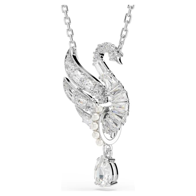 Colgante de cisne, blanco, chapado en rodio Colgante de cisne, blanco, chapado en rodio