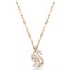 Colgante de cisne con cortes mixtos, cisne, blanco, chapado en tono oro rosa Colgante de cisne con cortes mixtos, cisne, blanco, chapado en tono oro rosa