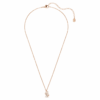 Colgante de cisne con cortes mixtos, cisne, blanco, chapado en tono oro rosa Colgante de cisne con cortes mixtos, cisne, blanco, chapado en tono oro rosa