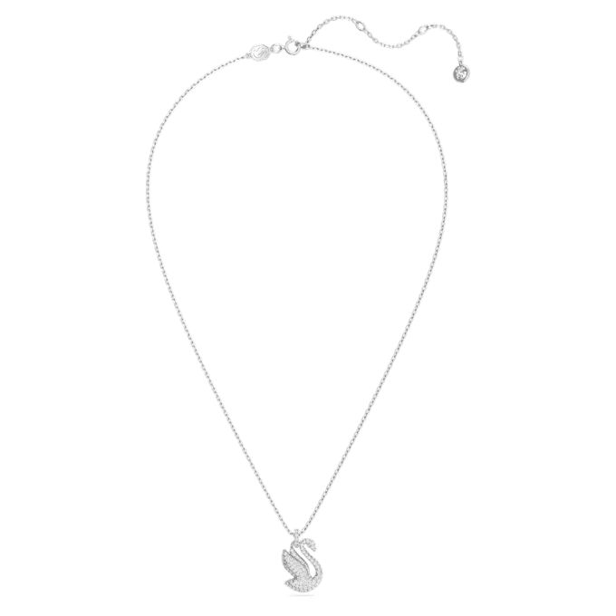 Colgante de cisne, mediano, blanco, chapado en rodio Colgante de cisne, mediano, blanco, chapado en rodio