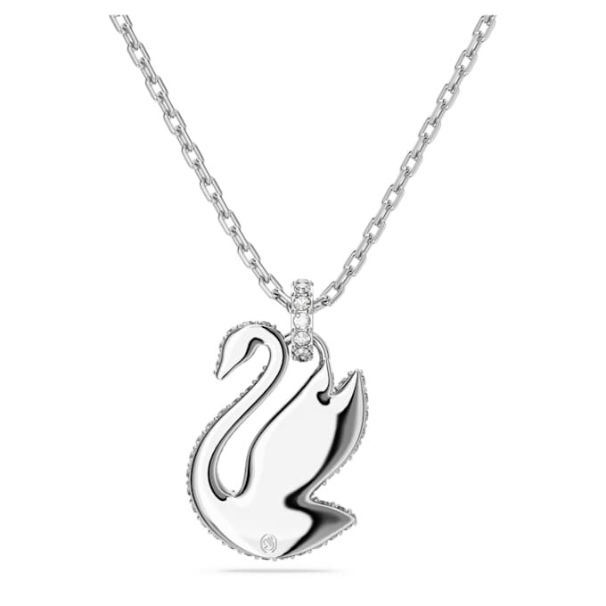 Colgante de cisne, mediano, blanco, chapado en rodio Colgante de cisne, mediano, blanco, chapado en rodio